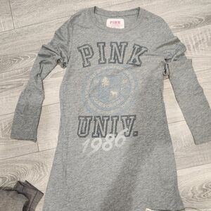 Vintage PINK Victoria's Secret Gray Long Sleeve Tuniv Tee